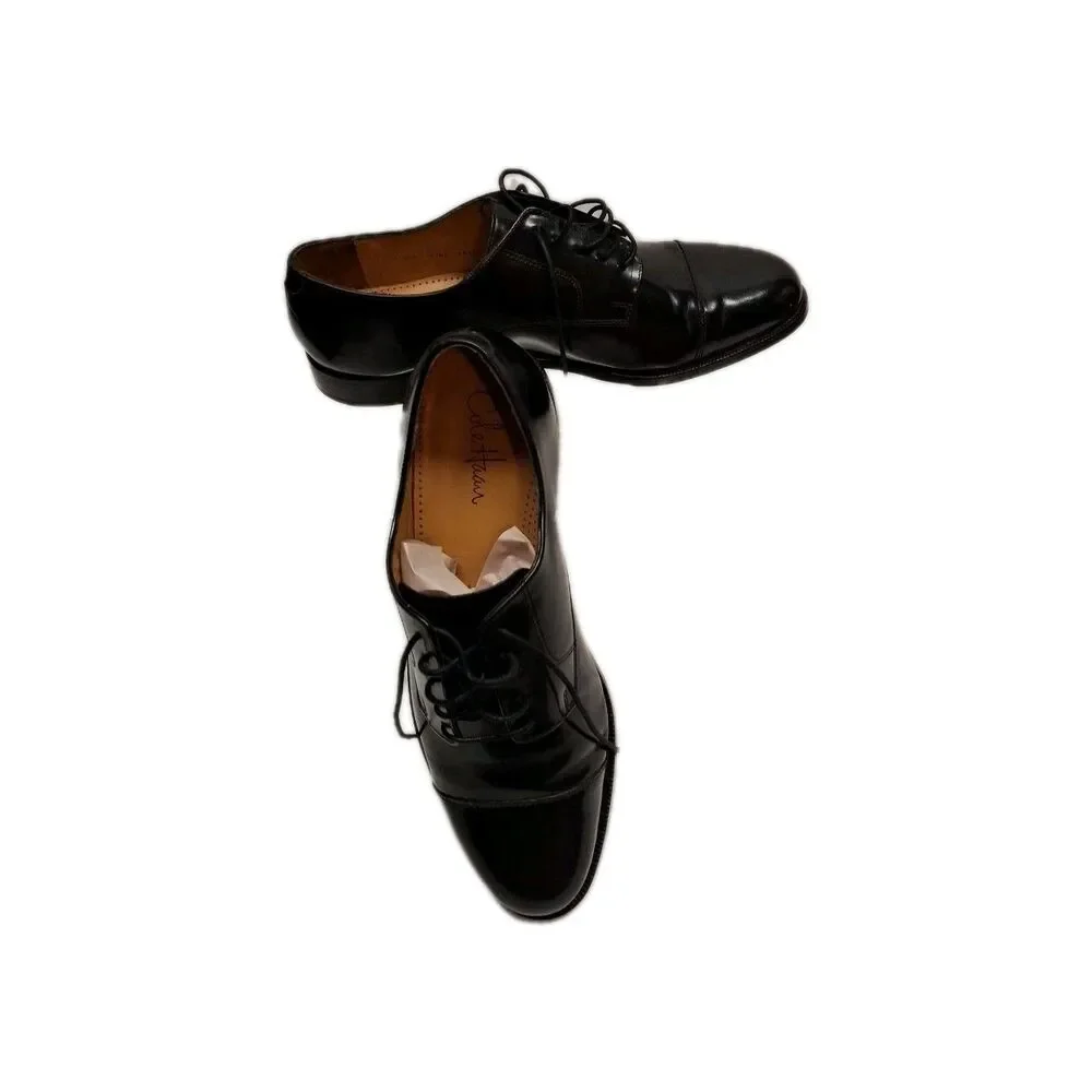 Cole Haan Men 11.5D Black Leather Oxford Cap Toe Lace Up Dress Formal Shoes 42